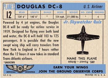 1957 Topps Planes (R707-2) #12 Douglas DC-8 Back
