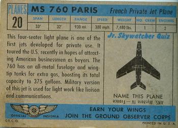 1957 Topps Planes (R707-2) #20 MS 760 Paris Back