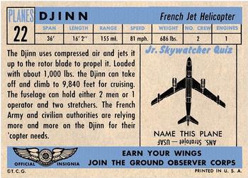 1957 Topps Planes (R707-2) #22 Djinn Back