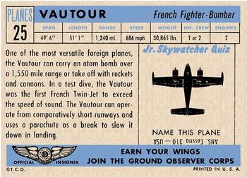 1957 Topps Planes (R707-2) #25 Vautour Back
