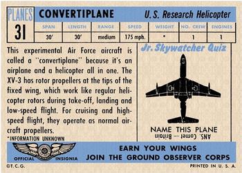 1957 Topps Planes (R707-2) #31 Convertiplane Back