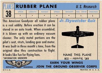 1957 Topps Planes (R707-2) #38 Rubber Plane Back