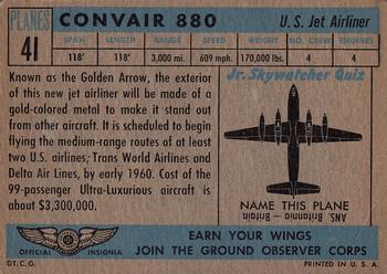 1957 Topps Planes (R707-2) #41 Convair 880 Back
