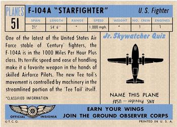 1957 Topps Planes (R707-2) #51 F-104A 
