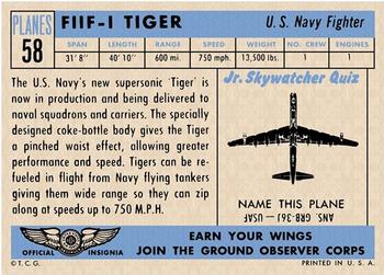 1957 Topps Planes (R707-2) #58 F11F-1 Tiger Back