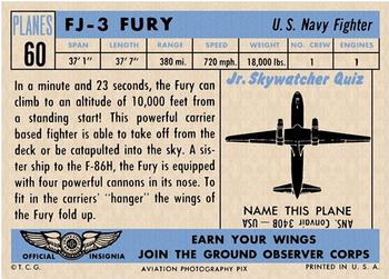 1957 Topps Planes (R707-2) #60 FJ-3 Fury Back