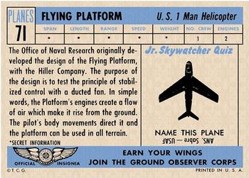 1957 Topps Planes (R707-2) #71 Flying Platform Back