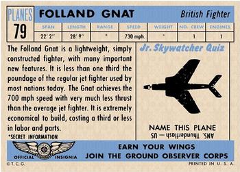 1957 Topps Planes (R707-2) #79 Folland Gnat Back