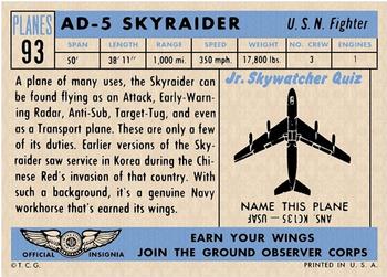 1957 Topps Planes (R707-2) #93 AD-5 Skyraider Back