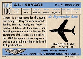1957 Topps Planes (R707-2) #100 AJ-1 Savage Back