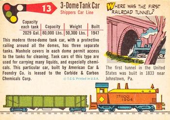 1955 Topps Rails & Sails #13 Three-dome Tank Car Back