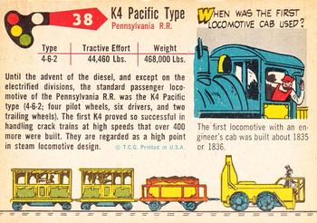 1955 Topps Rails & Sails #38 Pacific Type Locomotive Back