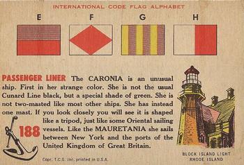 1955 Topps Rails & Sails #188 S.S. Caronia Back