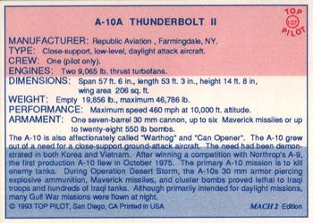 1989-00 Top Pilot #107 A-10A Thunderbolt II Back