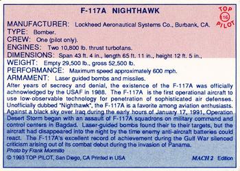 1989-00 Top Pilot #116 F-117A Nighthawk Back