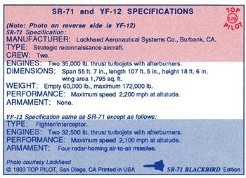 1989-00 Top Pilot #129 SR-71A and YF-12 Specifications Back