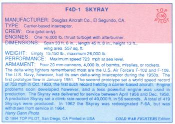 1989-00 Top Pilot #136 F4D-1 Skyray Back