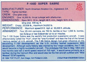 1989-00 Top Pilot #147 F-100D Super Sabre Back