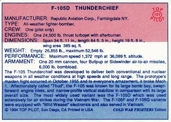 1989-00 Top Pilot #151 F-105D Thunderchief Back