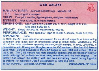 1989-00 Top Pilot #154 C-5B Galaxy Back