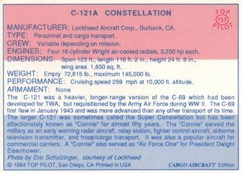 1989-00 Top Pilot #157 C-121A Constellation Back