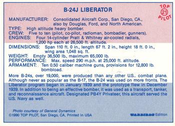 1989-00 Top Pilot #21 B-24J Liberator Back