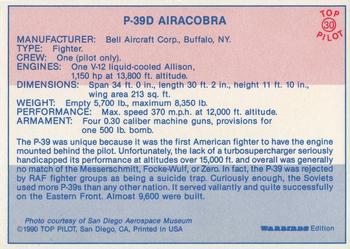 1989-00 Top Pilot #30 P-39D Airacobra Back