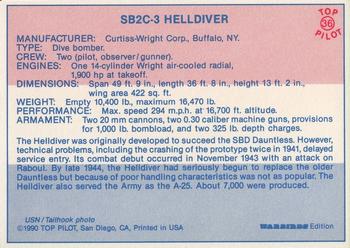 1989-00 Top Pilot #36 SB2C-3 Helldiver Back