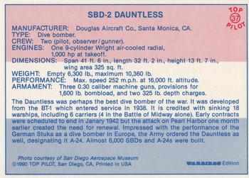 1989-00 Top Pilot #37 SBD-2 Dauntless Back