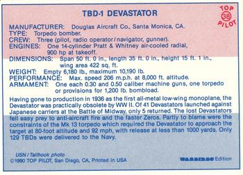 1989-00 Top Pilot #38 TBD-1 Devastator Back