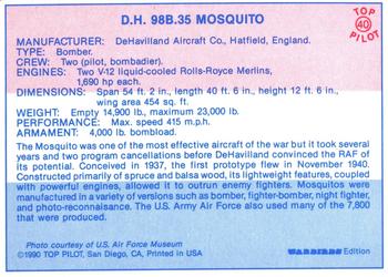 1989-00 Top Pilot #40 D.H. 98B.35 Mosquito Back