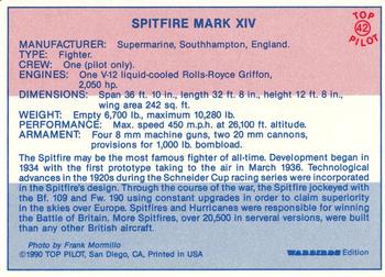 1989-00 Top Pilot #42 Supermarine Spitfire Mark XIV Back