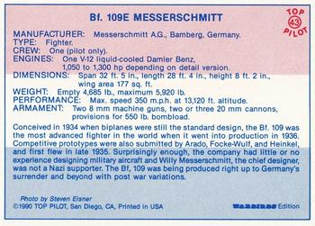 1989-00 Top Pilot #43 Messerschmitt Bf.109E Back