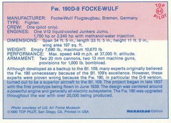 1989-00 Top Pilot #44 Focke-Wulf Fw.190D-9 Back