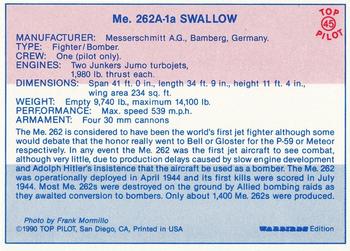 1989-00 Top Pilot #45 Messerschmitt Me.262A-1a Swallow Back