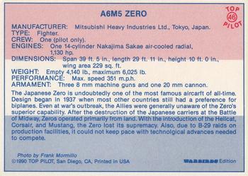 1989-00 Top Pilot #46 Mitsubishi A6M5 Zero Back
