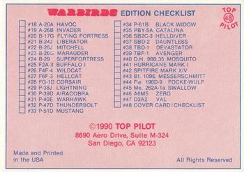1989-00 Top Pilot #48 Warbirds Cover Card/Checklist Back