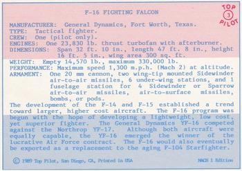 1989-00 Top Pilot #3 F-16 Fighting Falcon Back