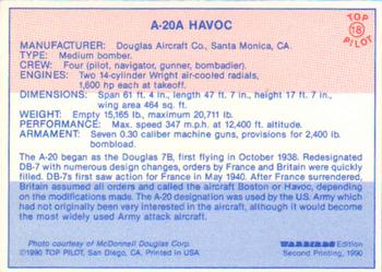 1989-00 Top Pilot #18 A-20A Havoc Back