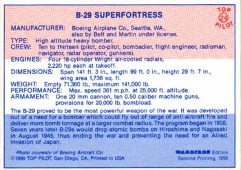 1989-00 Top Pilot #24 B-29 Superfortress Back