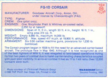1989-00 Top Pilot #28 FG-1D Corsair Back