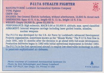 1989-00 Top Pilot #56 F-117A Stealth Fighter Back