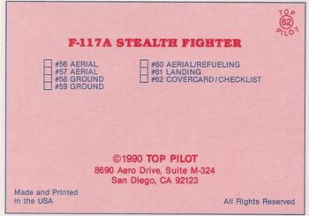 1989-00 Top Pilot #62 F-117A Cover Card/Checklist Back