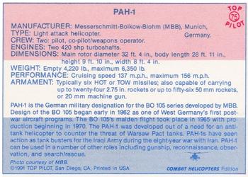 1989-00 Top Pilot #75 PAH-1 Back