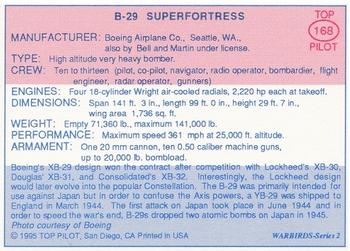 1989-00 Top Pilot #168 B-29 Superfortress Back