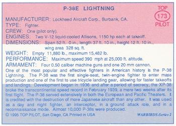 1989-00 Top Pilot #173 P-38E Lightning Back