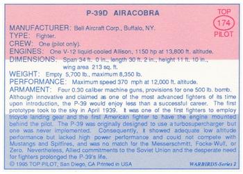 1989-00 Top Pilot #174 P-39D Airacobra Back