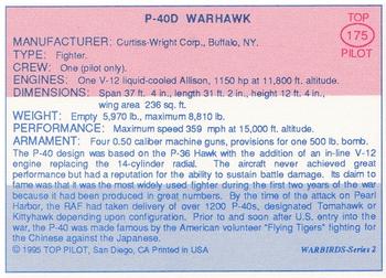 1989-00 Top Pilot #175 P-40D Warhawk Back