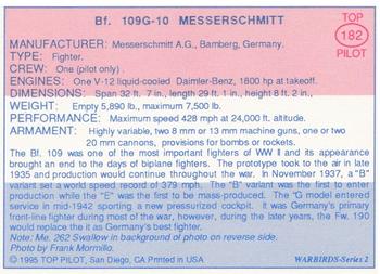 1989-00 Top Pilot #182 Messerschmitt Bf.109G-10 Back