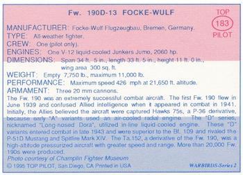 1989-00 Top Pilot #183 Focke-Wulf Fw.190-D-13 Back